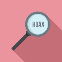 Hoax magnifier icon, flat style vector