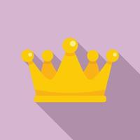 Gold crown reputation icon, flat style vector