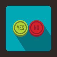 Yes and No buttons icon, flat style vector