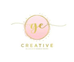 Initial GE feminine logo. Usable for Nature, Salon, Spa, Cosmetic and Beauty Logos. Flat Vector Logo Design Template Element.