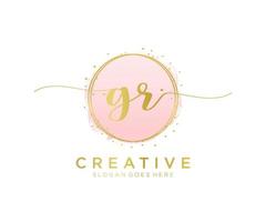 Initial GR feminine logo. Usable for Nature, Salon, Spa, Cosmetic and Beauty Logos. Flat Vector Logo Design Template Element.