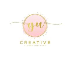 Initial GU feminine logo. Usable for Nature, Salon, Spa, Cosmetic and Beauty Logos. Flat Vector Logo Design Template Element.