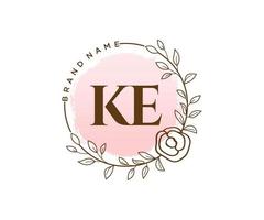 logo femenino inicial ke. utilizable para logotipos de naturaleza, salón, spa, cosmética y belleza. elemento de plantilla de diseño de logotipo de vector plano.
