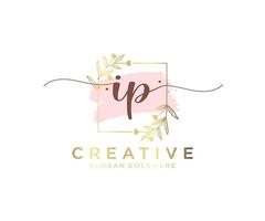 Initial IP feminine logo. Usable for Nature, Salon, Spa, Cosmetic and Beauty Logos. Flat Vector Logo Design Template Element.