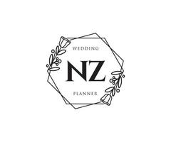 Initial NZ feminine logo. Usable for Nature, Salon, Spa, Cosmetic and Beauty Logos. Flat Vector Logo Design Template Element.