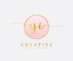 Initial GI feminine logo. Usable for Nature, Salon, Spa, Cosmetic and Beauty Logos. Flat Vector Logo Design Template Element.