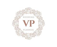 VP Initials letter Wedding monogram logos collection, hand drawn modern minimalistic and floral templates for Invitation cards, Save the Date, elegant identity for restaurant, boutique, cafe in vector