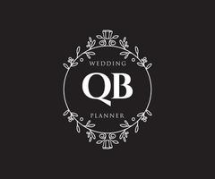 QB Initials letter Wedding monogram logos collection, hand drawn modern minimalistic and floral templates for Invitation cards, Save the Date, elegant identity for restaurant, boutique, cafe in vector