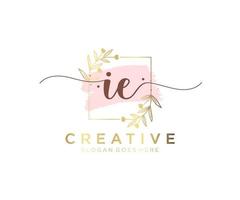 Initial IE feminine logo. Usable for Nature, Salon, Spa, Cosmetic and Beauty Logos. Flat Vector Logo Design Template Element.