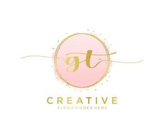 Initial GT feminine logo. Usable for Nature, Salon, Spa, Cosmetic and Beauty Logos. Flat Vector Logo Design Template Element.