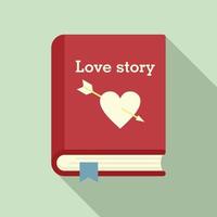 Love story book icon, flat style