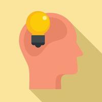 Bulb idea neuromarketing icon, flat style vector