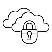 Secured data cloud icon, outline style vector