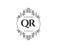 QR Initials letter Wedding monogram logos collection, hand drawn modern minimalistic and floral templates for Invitation cards, Save the Date, elegant identity for restaurant, boutique, cafe in vector