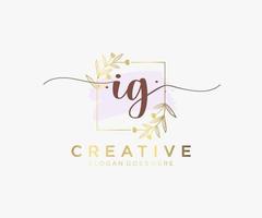 Initial IG feminine logo. Usable for Nature, Salon, Spa, Cosmetic and Beauty Logos. Flat Vector Logo Design Template Element.