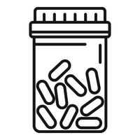 Antibiotic pill jar icon, outline style vector