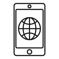 icono de traductor de smartphone, estilo de esquema vector