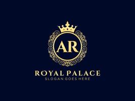 Letter AR Antique royal luxury victorian logo with ornamental frame. vector