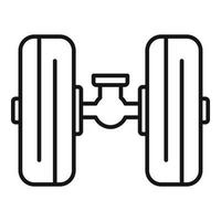 icono de neumáticos de reparación de aviones, estilo de esquema vector