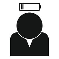 Stress low battery icon, simple style vector