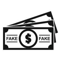 icono de dinero en efectivo falso, estilo simple vector