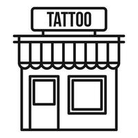 icono de edificio de estudio de tatuajes, estilo de esquema vector