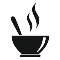 icono de tazón de sopa caliente, estilo simple vector
