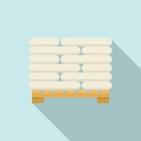 Pallet with construction sacks icon, flat style vector