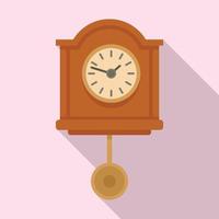 Grandfather pendulum clock icon, flat style vector