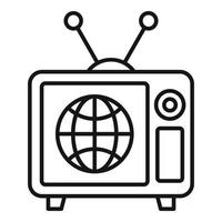 icono de traductor de televisor, estilo de esquema vector