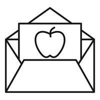 icono del día de los newtons de la manzana del sobre, estilo de esquema vector