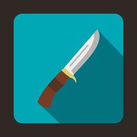 Hunting knife icon, flat style vector