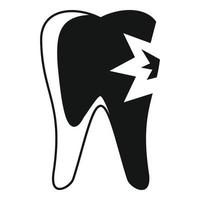 icono de diente roto, estilo simple vector