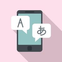 Foreign language study smartphone icon, flat style vector