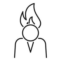 Fire head stress icon, outline style vector