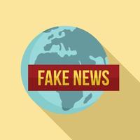 Global fake news icon, flat style vector