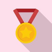 Gold medal reputation icon, flat style vector