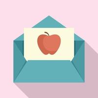 Envelope red apple newtons day icon, flat style vector