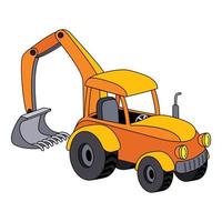 Tractor with bucket icon, cartoon style vector