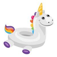 icono de anillo inflable unicornio, estilo de dibujos animados vector