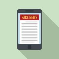 Smartphone fake news icon, flat style vector