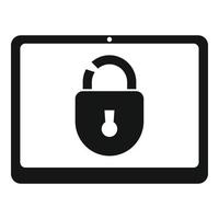 Tablet unlock fraud icon, simple style vector
