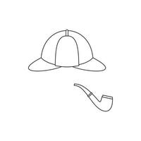 Hat and pipe icon, outline style vector