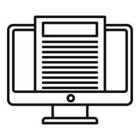 Foreign language pc monitor icon, outline style vector