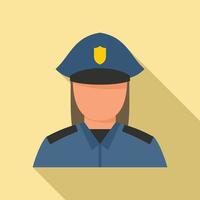 Woman policeman icon, flat style vector