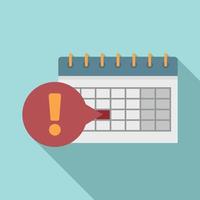 Deadline calendar icon, flat style vector