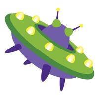 Start flying ufo icon, cartoon style vector