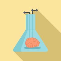 Ai flask brain icon, flat style vector