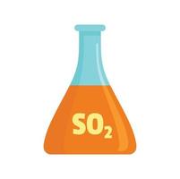 Sulfur dioxide flask icon, flat style vector