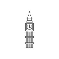 Big Ben clock icon, outline style vector